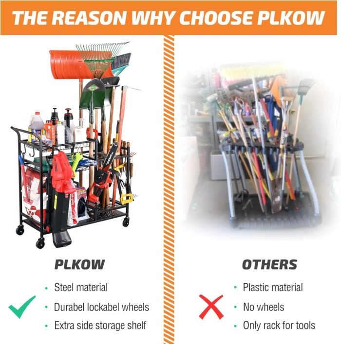 Extra compartments for plants, fertilizer, and accessories in the garden tool organizer.