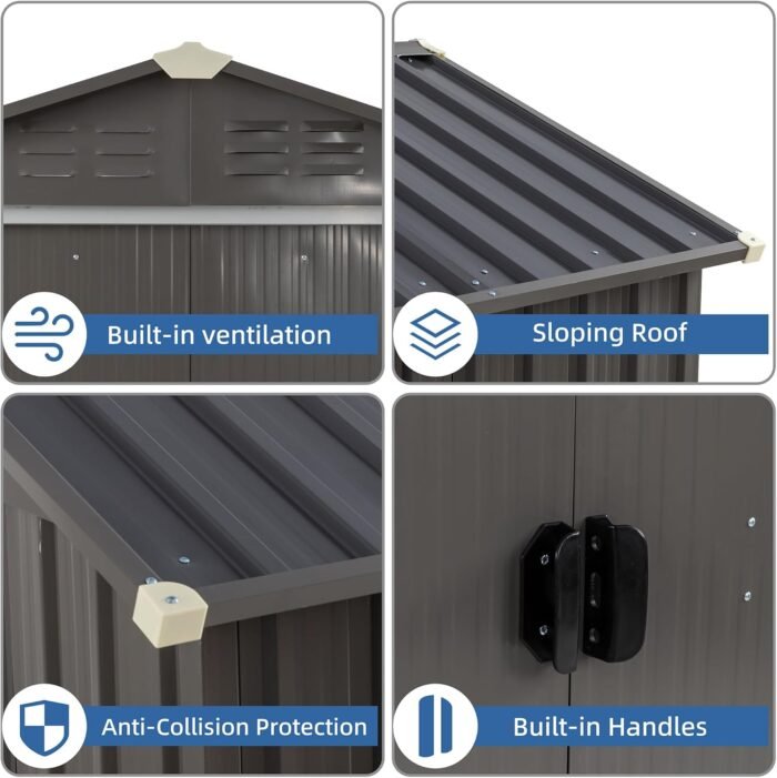 Secure sheds featuring lockable double doors for easy access to tools and equipment.